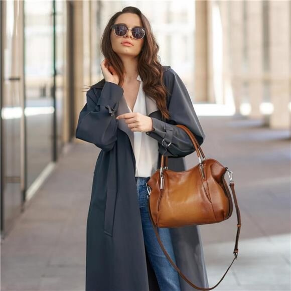 Leather Shoulder Purses for Women Tote Handbags Top Handle Bags Designer - Picture 2 of 7